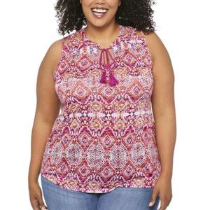 NWT Burnout Sleeveless Peasant Blouse